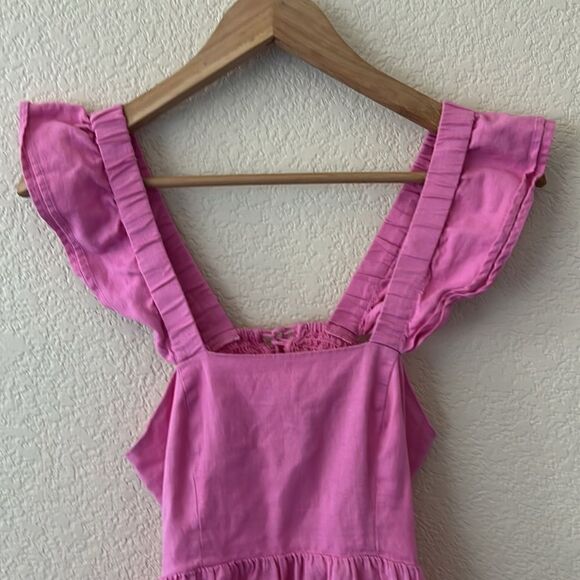 Dizzy Lizzy Pink Ruffle Shoulder Straps with Back lace up dress - Picture 5 of 11